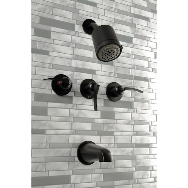 Tub And Shower Faucet, Matte Black, Wall Mount